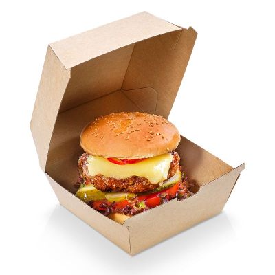 Burgerbox Kraft karton, 105x102x40+40mm, brun - 50 stk pk / 5 pk karton