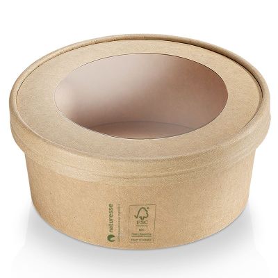 Låg fladt Kraft karton, Ø120mm m vindue cellulose, brun - FSC MIX CREDIT - 25 stk pk / 18 pk karton
