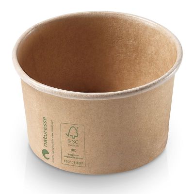 Isbæger Kraft karton, 180ml / 5oz, Ø85x52mm, IKKE plastic lamineret, brun - FSC MIX CREDIT - 50 stk pk* / 20 pk karton*