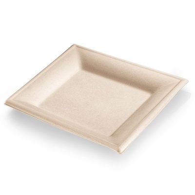 Tallerken flad sukkerrørsfiber, KARO, 260x260x18mm, natur PFAS-free - 50 stk pk* / 10 pk karton*