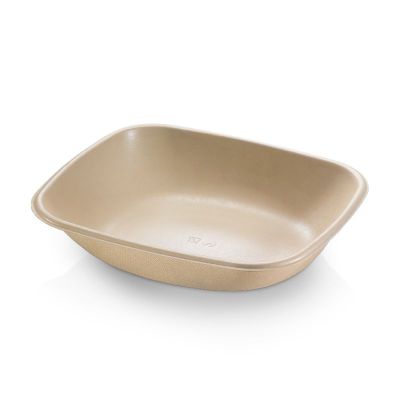 Bakke biocoated sukkerrørsfiber, 600ml, 195x170x40mm, natur - 125 stk pk / 4 pk karton
