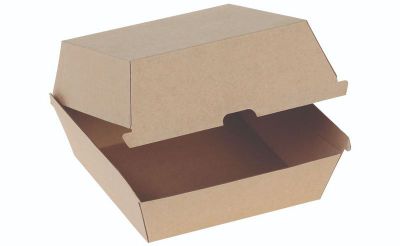 Burgerbox Kraft karton, 150x150x50+50mm, brun - 50 stk pk / 3 pk karton