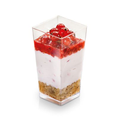 Dessertbæger PLA, 100ml, 40x40x82mm - KOVA, glasklar - 25 stk pk* / 12 pk karton*