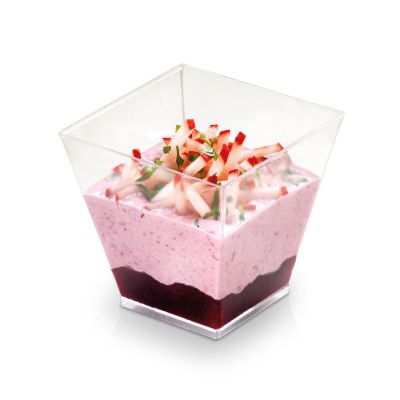 Dessertbæger PLA, 220ml, 72x72x72mm - KOVA, glasklar - 50 stk pk* / 8 pk karton*