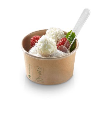 Isbæger Kraft karton/PLA, 180ml / 6oz, Ø85x52mm, logoprintet, brun - FSC MIX CREDIT - 50 stk pk* / 20 pk karton*