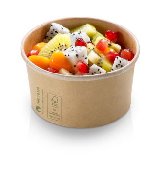 Isbæger Kraft karton/PLA, 240ml / 8oz, Ø96x52mm, logoprintet, brun - FSC MIX CREDIT - 50 stk pk* / 20 pk karton*