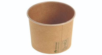 Isbæger Kraft karton/PLA, 440ml / 16oz, Ø105x75mm, logoprintet, brun - FSC MIX CREDIT - 50 stk pk* / 10 pk karton*