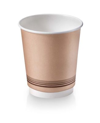 Kaffekop 2dl/8oz IKKE plastic lamineret doublewall pap, Ø80mm, brun - 28 stk pk* / 21 pk karton*
