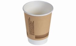 Kaffekop 3dl/12oz IKKE plastic lamineret doublewall pap, Ø90mm, brun - 30 stk pk* / 16 pk karton*