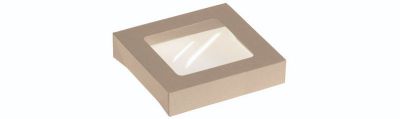 Låg Bambuskarton, 155x155mm m PLA rude til #19607, beige - 50 stk pk / 8 pk karton