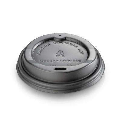 Låg CPLA, Ø80mm, dome til kaffekop, sort - 50 stk pk / 20 pk karton