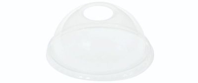 Låg PLA, Ø96mm, dome m hul, glasklar - 50 stk pk / 24 pk karton