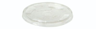 Låg PLA, Ø96mm, flat m hul, glasklar - 50 stk pk / 24 pk karton
