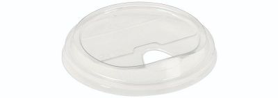 Låg PLA Ø96mm, m drikkeåbning, glasklar - 100 stk pk / 10 pk karton