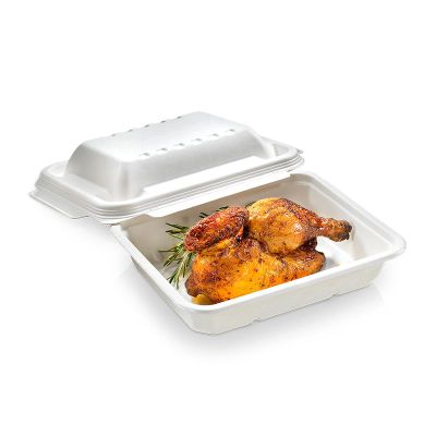 Menu bakke biocoated sukkerrørsfiber, 1000ml, 227x178x43mm, hvid, 1-rum - 125 stk pk / 2 pk karton