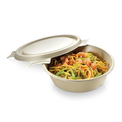 Bowl biocoated sukkerrørsfiber, 900ml, Ø195x52mm, natur - 155 stk pk / 4 pk karton
